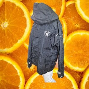 Majestic Raiders NFL Jacket Full Zip Hooded‎ Padded Coat Black Mens M